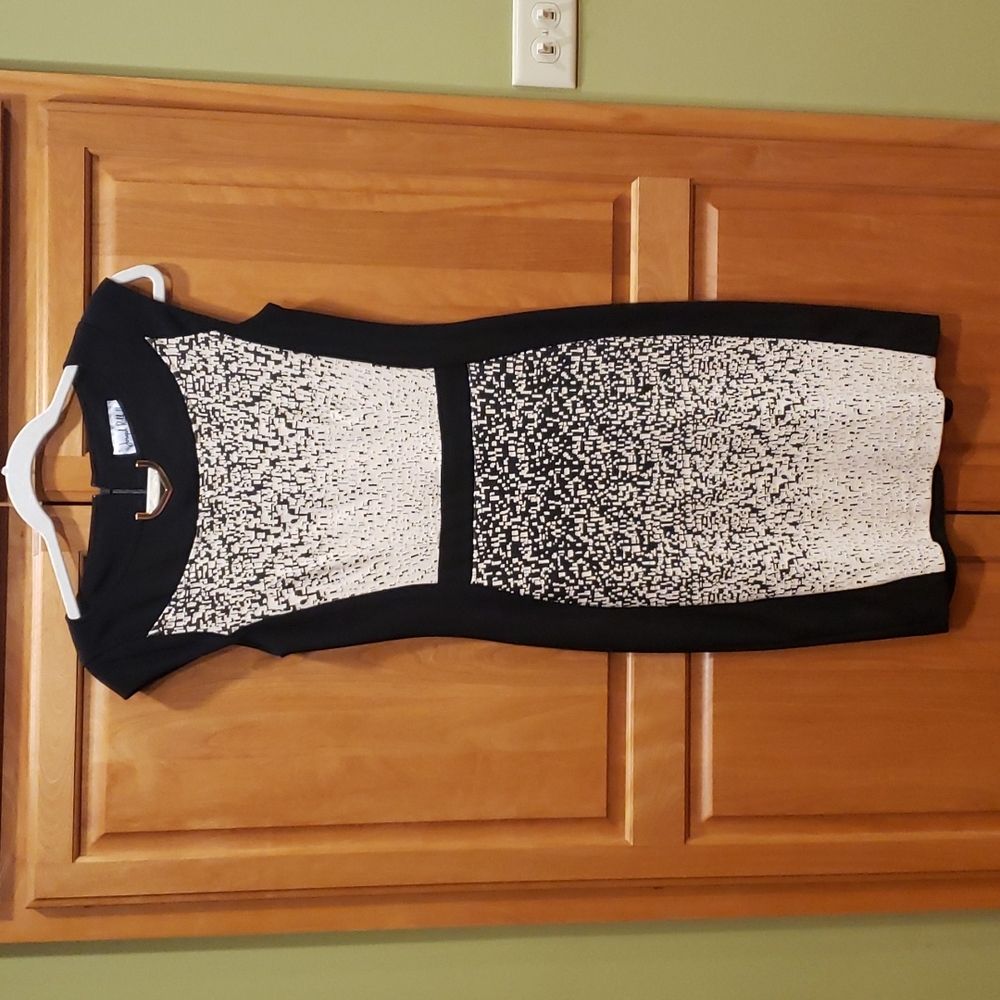 Joseph Ribkoff black and cream dress.